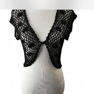 Black Crochet Bolero Shrug